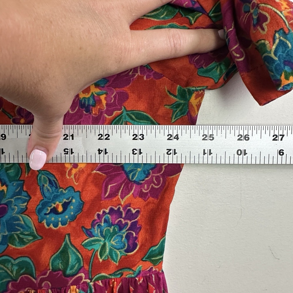 Vintage Carole Little Floral Dress Button Front Sz 18 Pleats 90s Feminine Modest - Picture 9 of 11